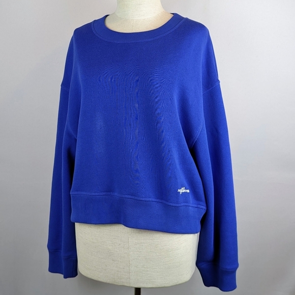 rag & bone Vintage Terry Sweatshirt Crew Neck Cropped Relaxed Fit Blue L NWT - Picture 10 of 14